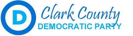 Stylized "D" with words "Clark County Democratic Party"
